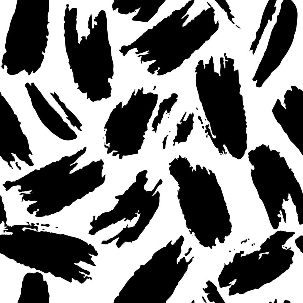 Hand drawn artistic brush seamless pattern. Abstract black ink vector