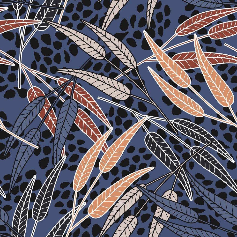 Abstract forest leaf wallpaper. Branch and leaves seamless pattern. vector