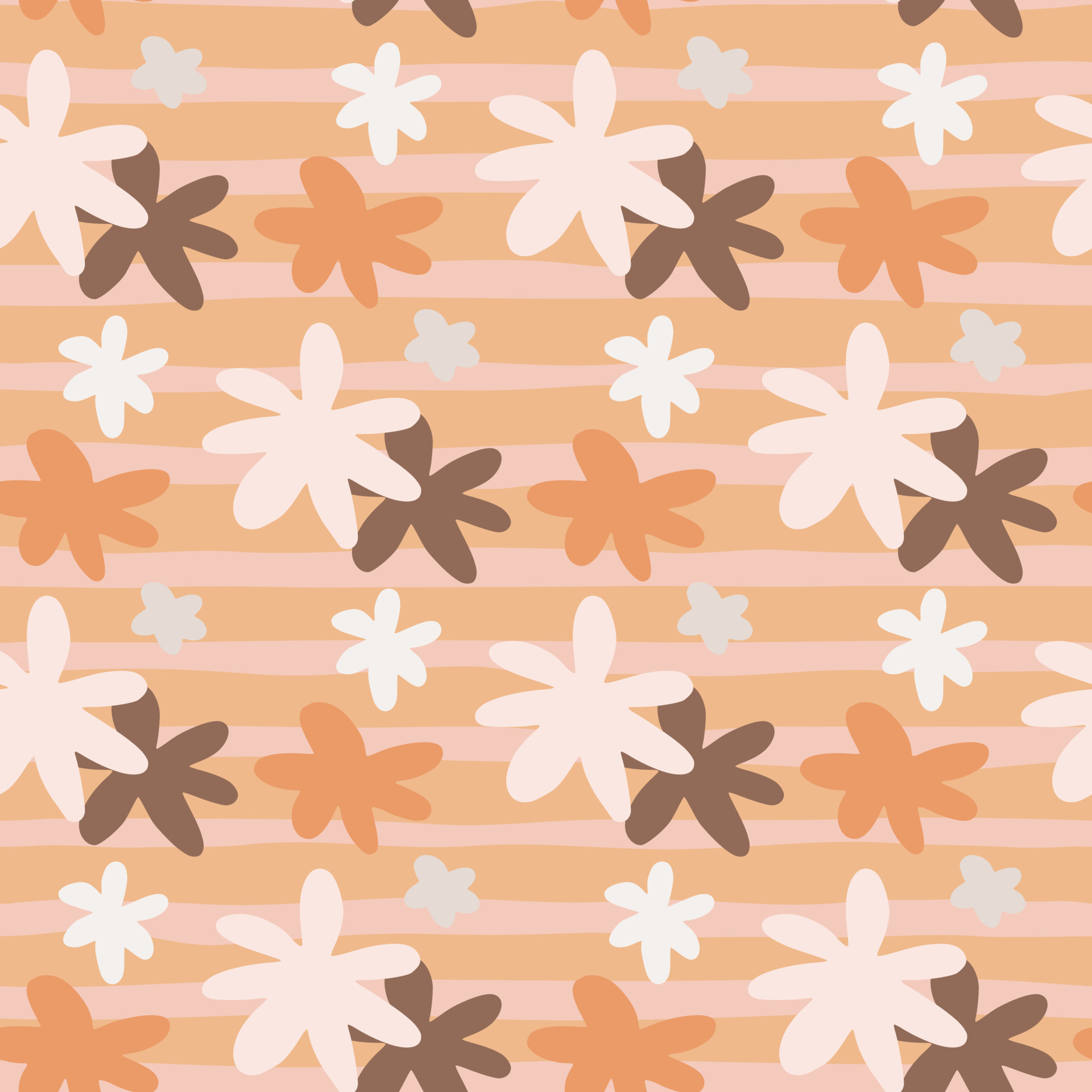 Pastel brown and beige seamless pattern with daisy flowers. Random