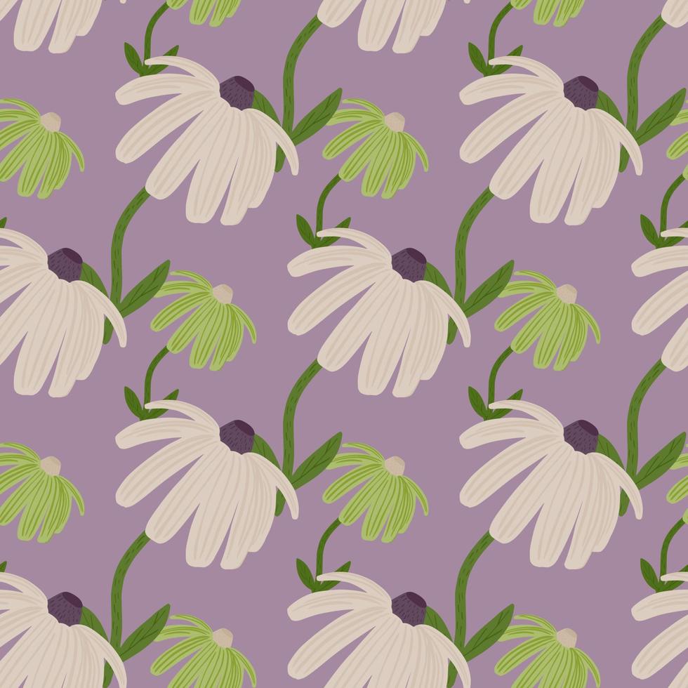 Pastel tones sunflower print seamless pattern. Stylized botanic