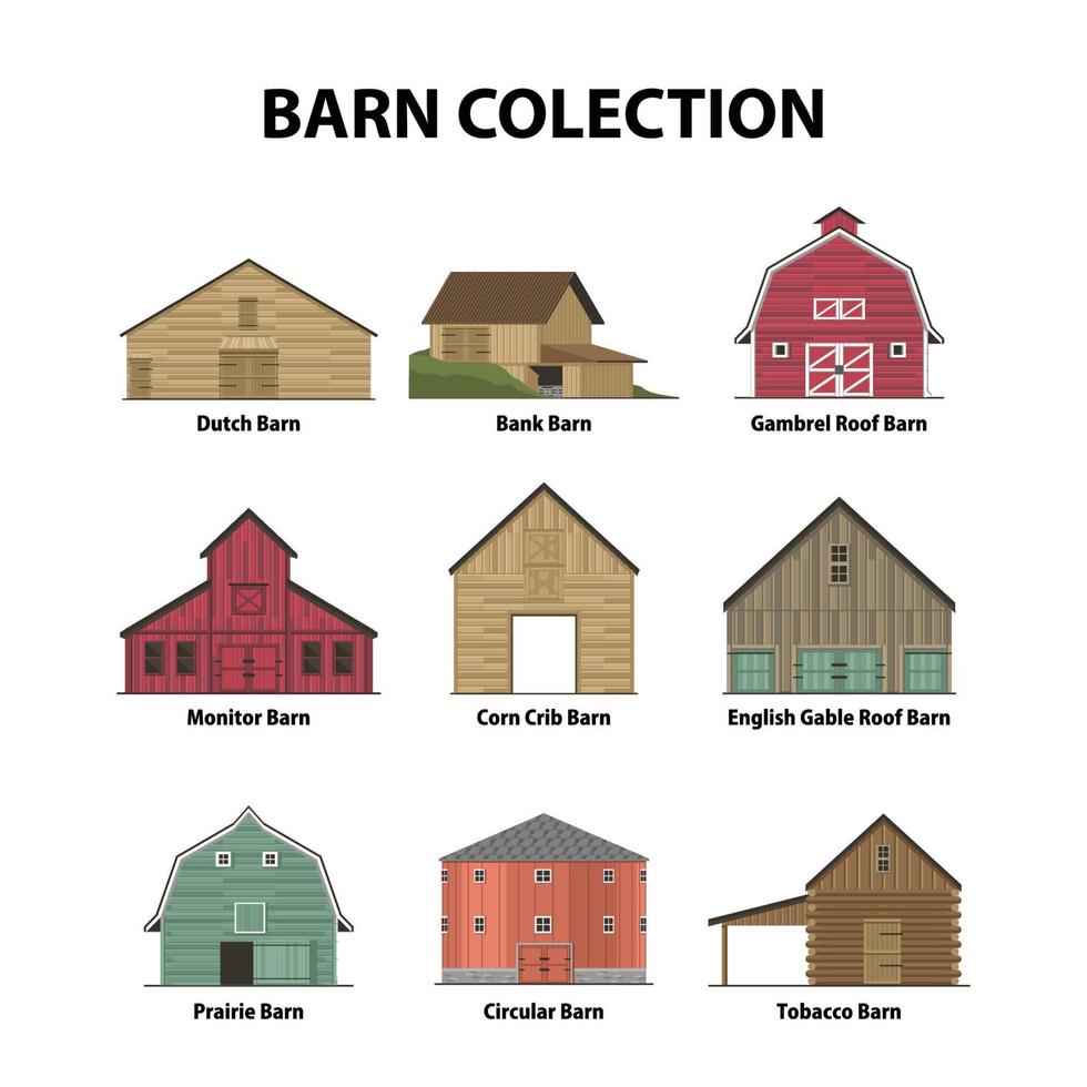 Vector traditional barn flat design illustration