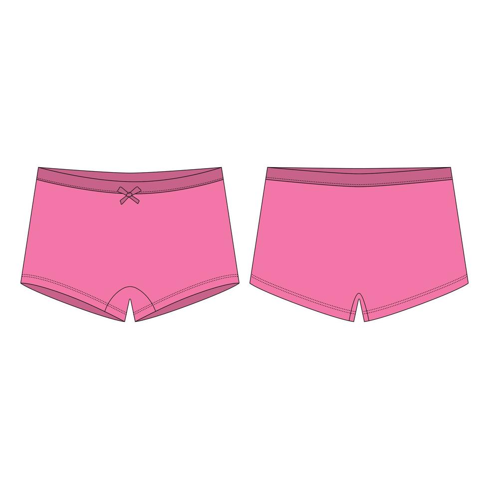 Mini-short knickers in melange fabric on white background. Pink children's knickers. vector