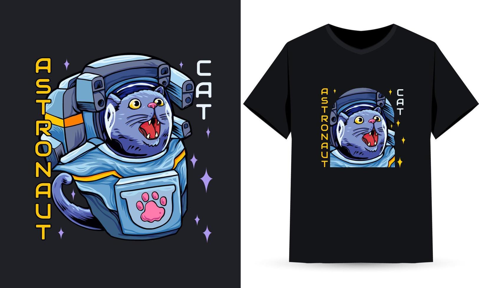 gato astronauta apto para serigrafía de ropa vector