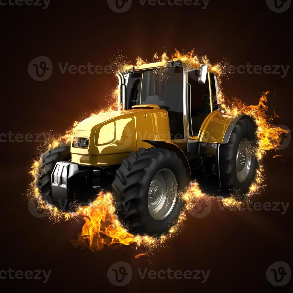 Agricultural tractor in fire photo