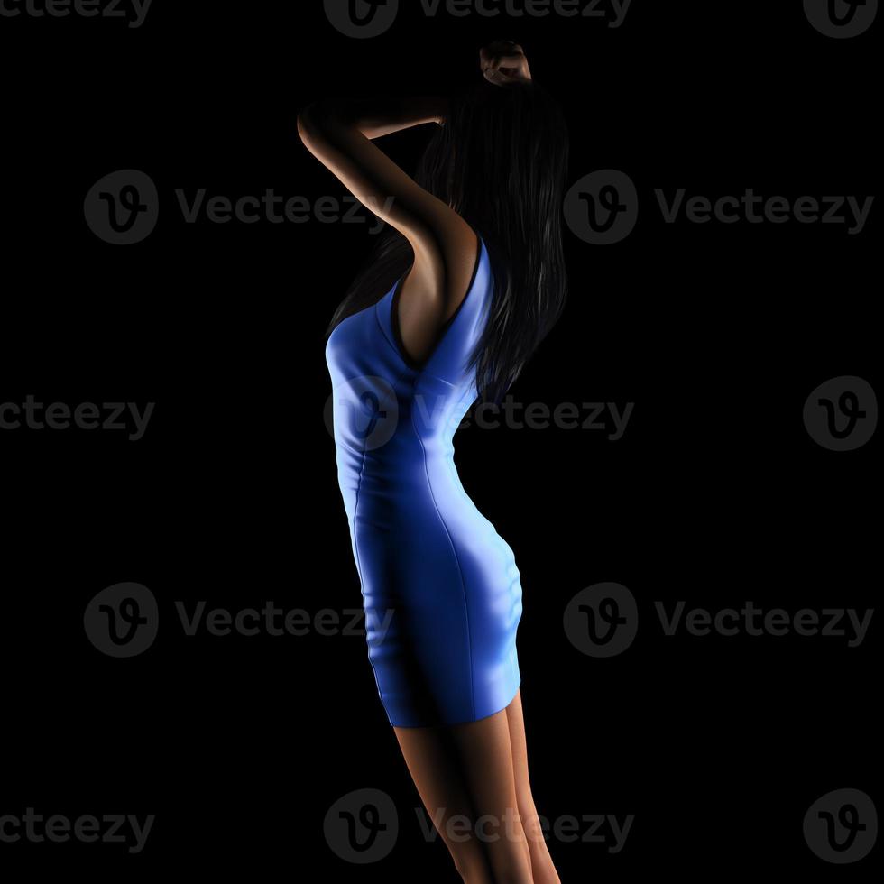 Sexy brunette woman posing in dark studio photo