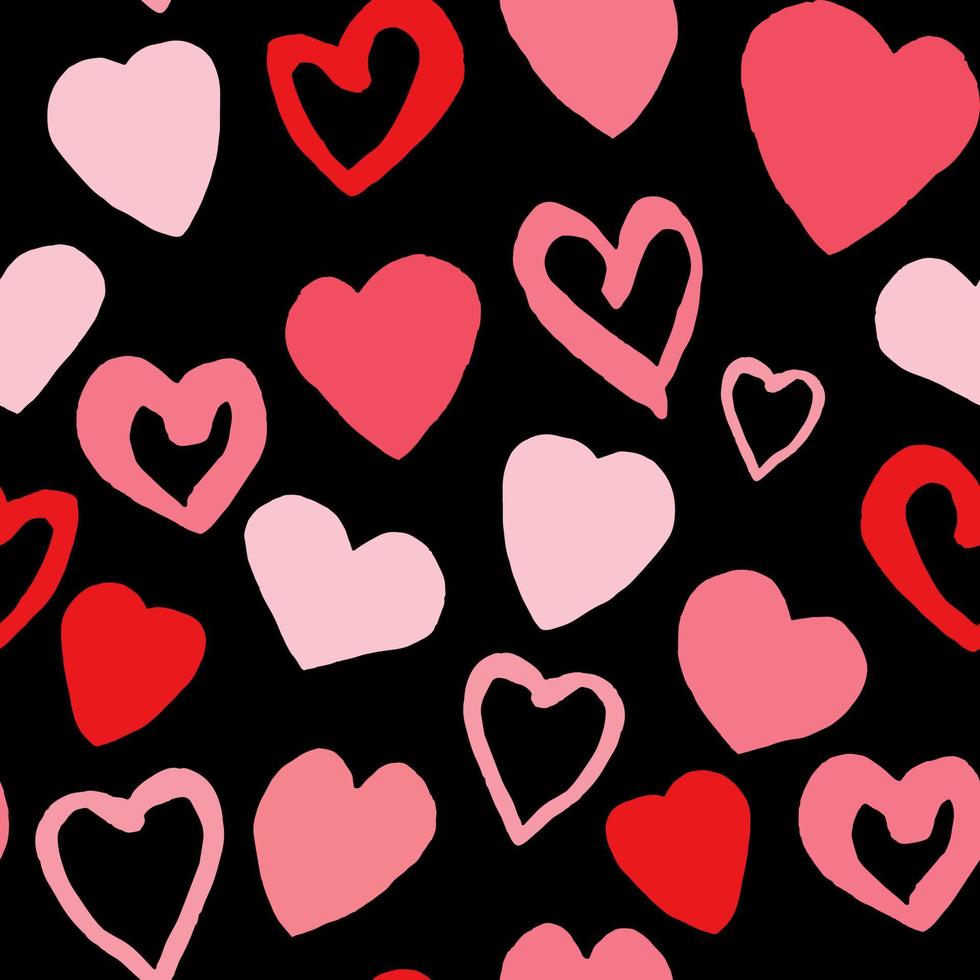 corazones simples de patrones sin fisuras sobre fondo negro. Fondo de  pantalla del 14 de febrero. 5626390 Vector en Vecteezy