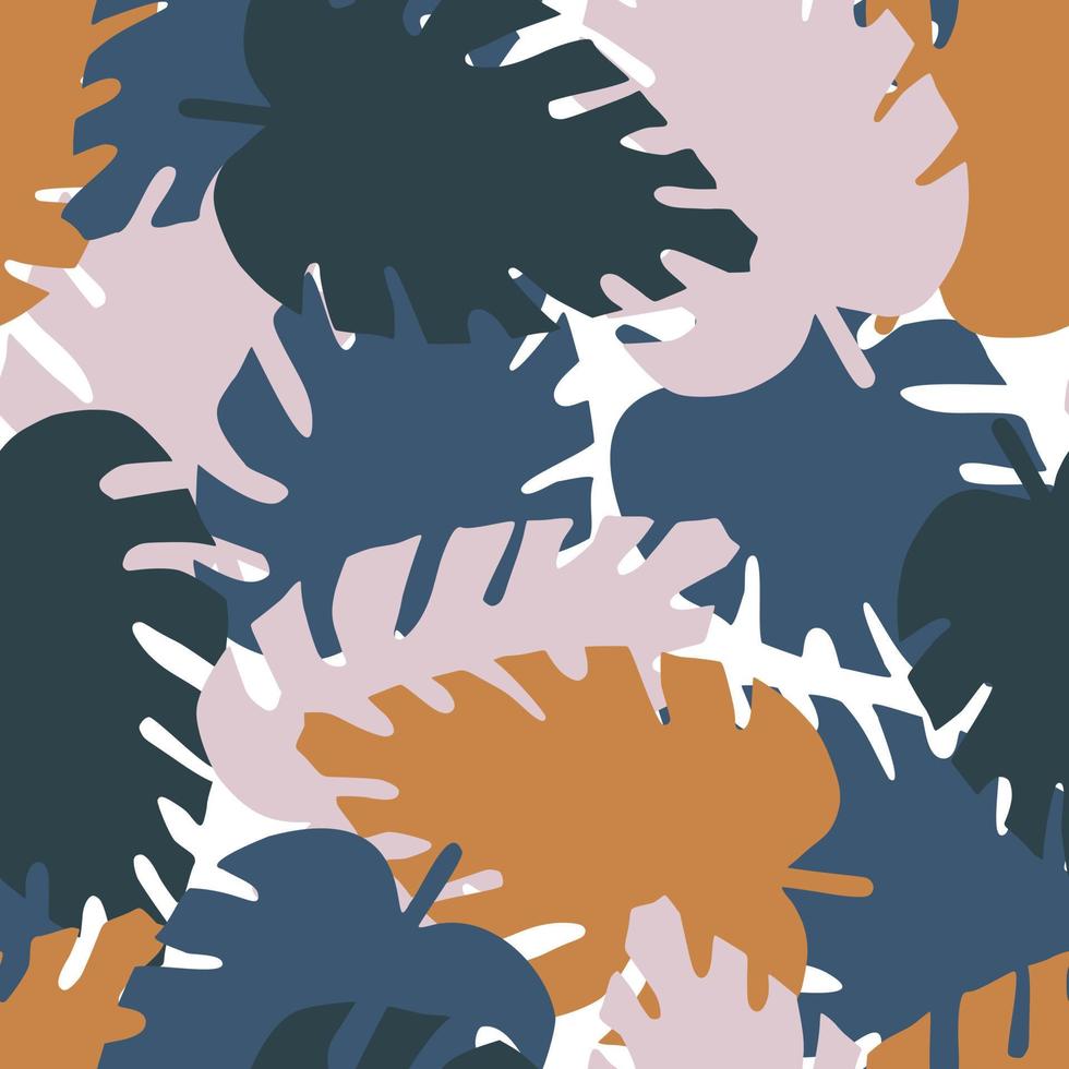 patrón sin costuras de hoja de monstera creativa sobre fondo rosa. ilustración vectorial de hojas tropicales. fondo de pantalla de la jungla exótica. vector