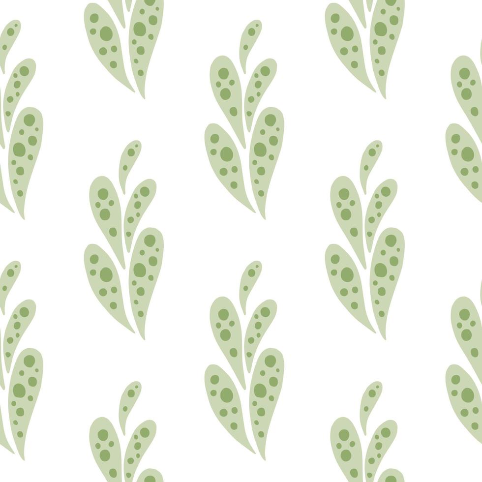 Oriental green pastel cucumber ornament seamless abstract pattern. White background. Simple isolated print. vector