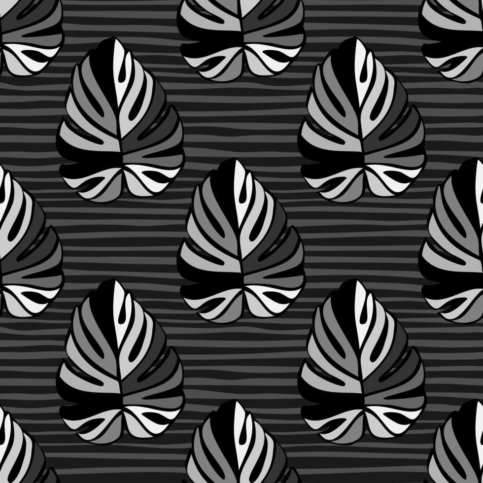 Monochrome jungle seamless pattern. Exotic plant. Tropical palm leaves floral background. vector