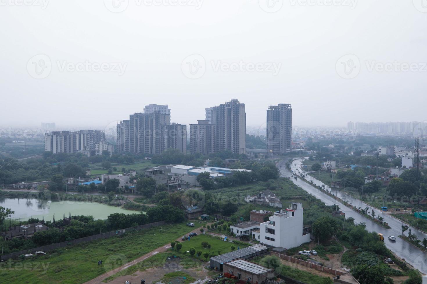 Aerial landscape view of Dwarka Expressway, View of a newly city being built. photo