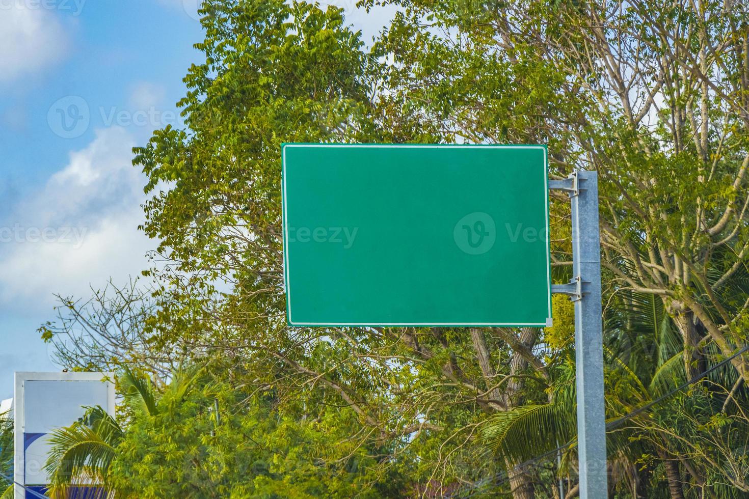 Road sign at highway motorway in Playa del Carmen Mexico. photo