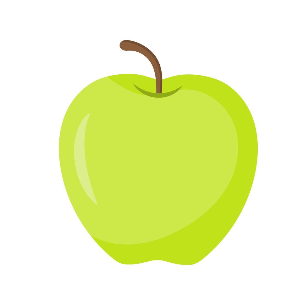 manzana verde en estilo plano. fruta jugosa y saludable. vector