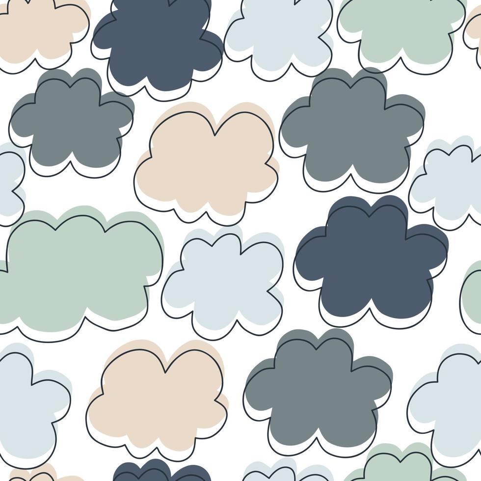 Hand drawn simple clouds seamless pattern. Rain backdrop. vector