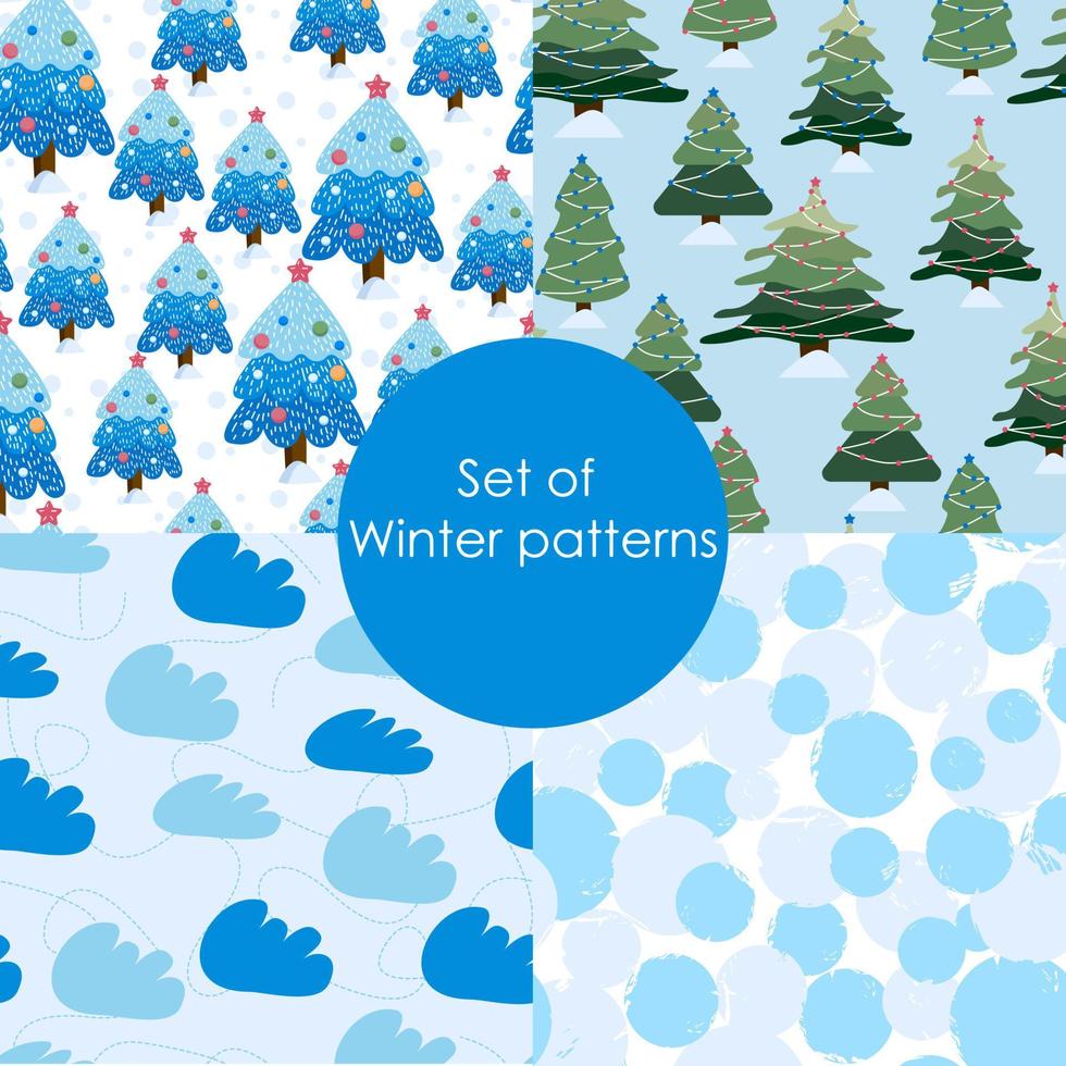 Set of winter patterns. Seamless Christmas pattern. vector