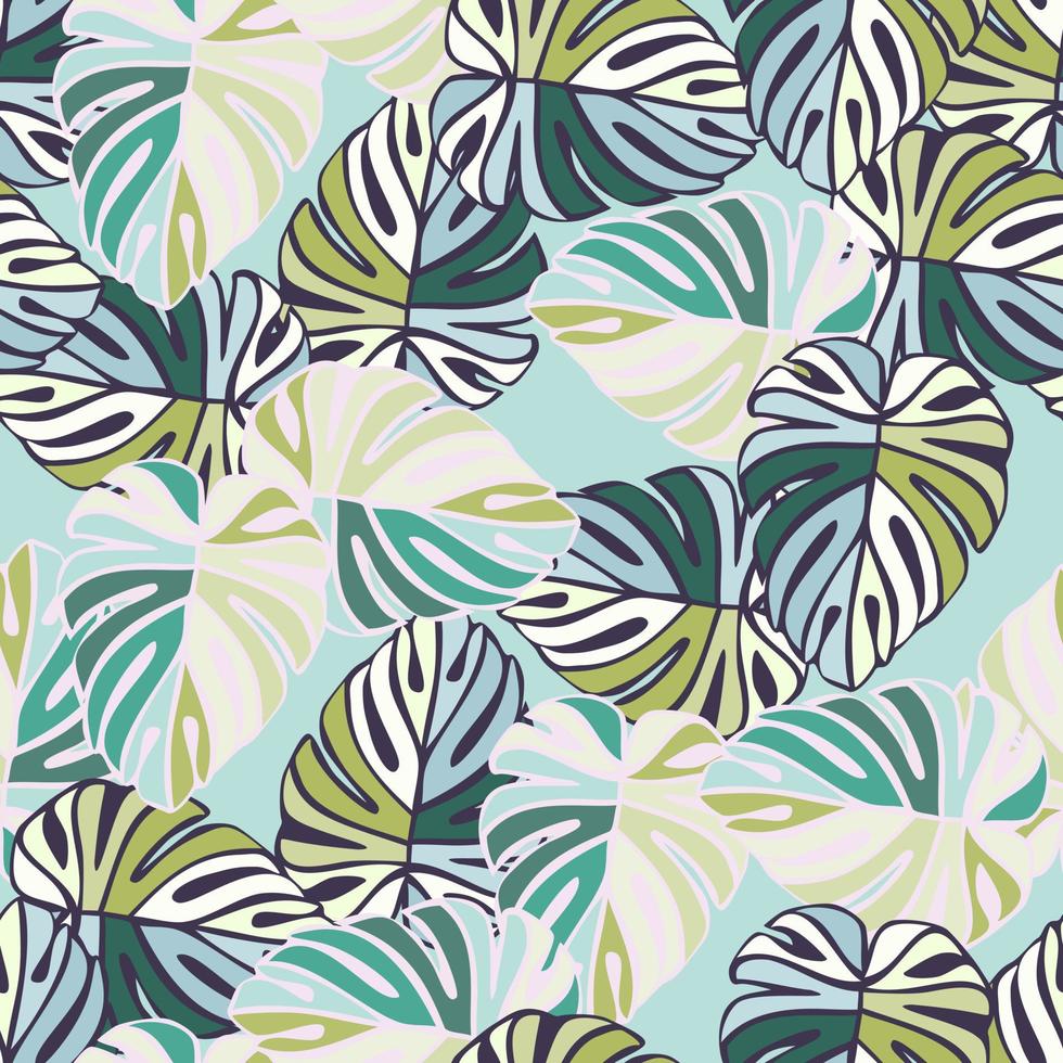 Creative bright tropical leaves seamless pattern. Monstera leaf background. vector