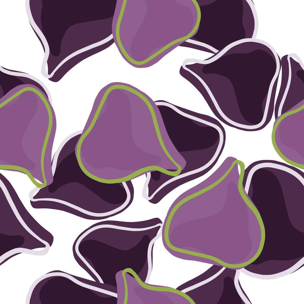 Summer food seasonal seamless pattern with purple random fig ornament. Isolated organic print. vector