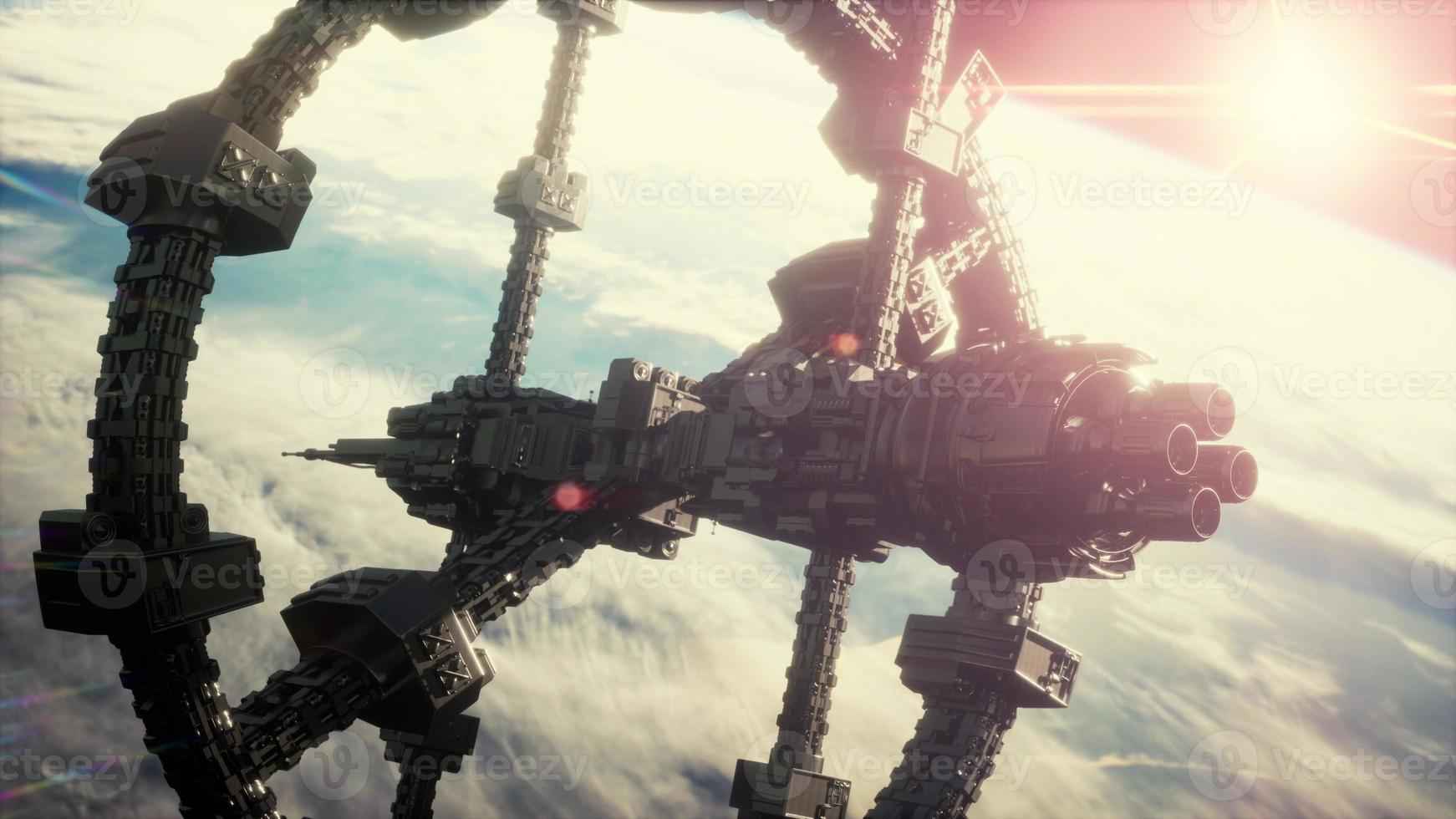 UFO Spaceship Hovering in the sky elements furnished by NASA photo