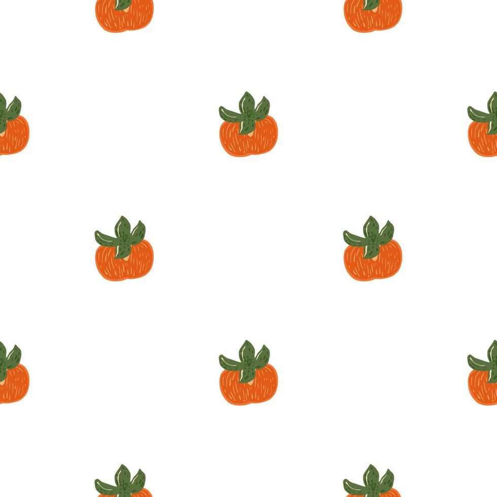 Isolated seamless pattern with organic orange persimmon silouettes. White background. vector