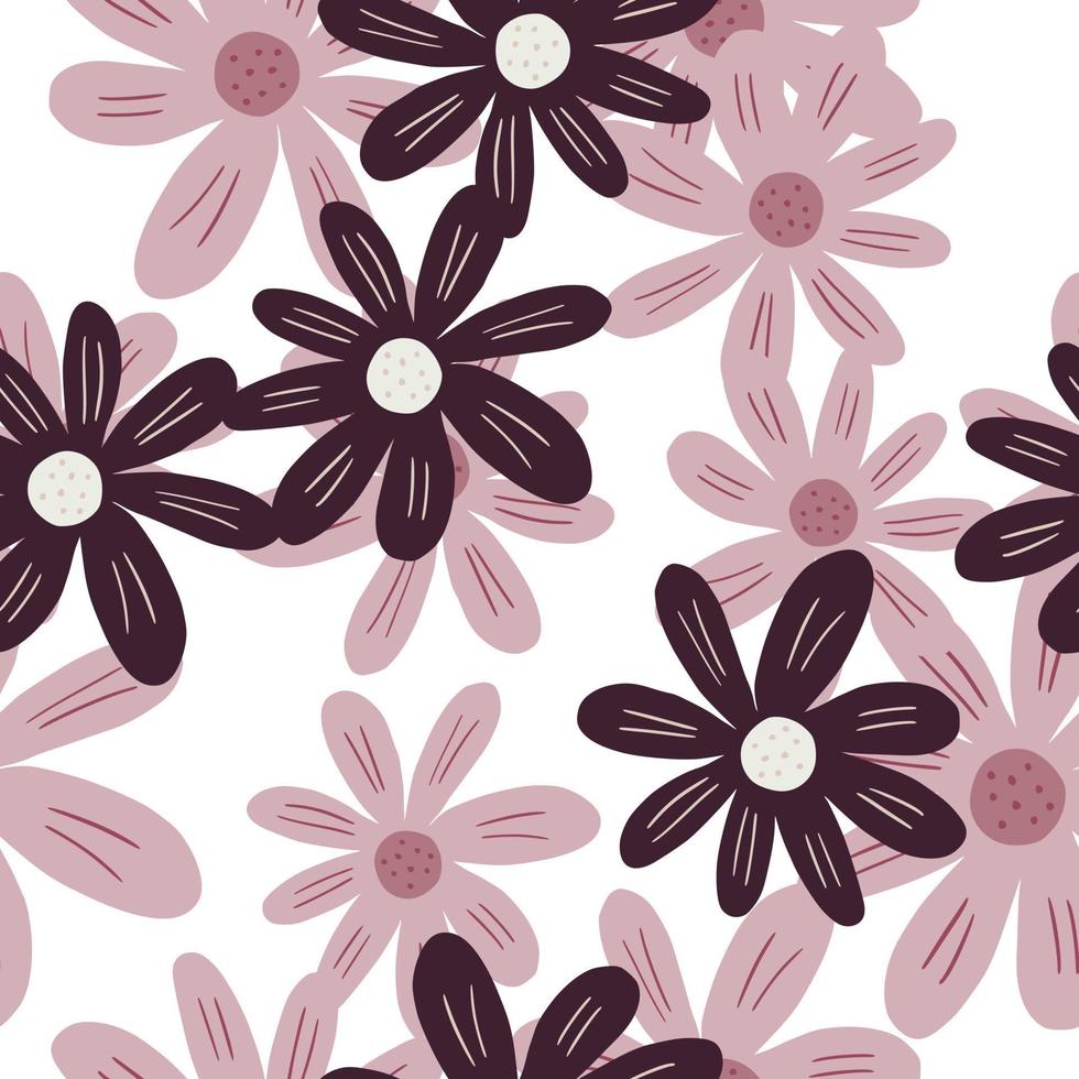 Pink ditsy flowers seamless pattern isolated on white background. Pretty botanical backdrop. vector