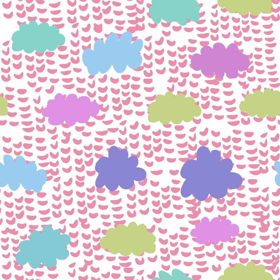 Clouds colorful seamless pattern. Weather background. Rain backdrop. vector