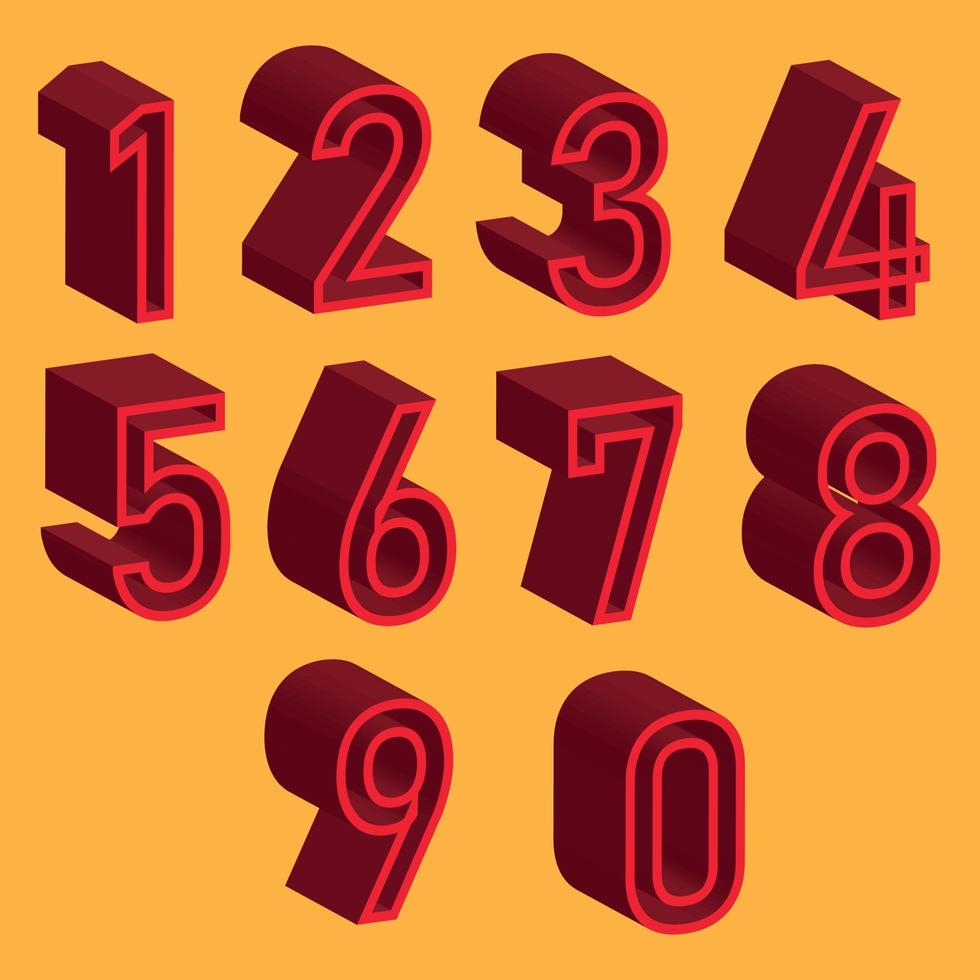 3d number collection vector file