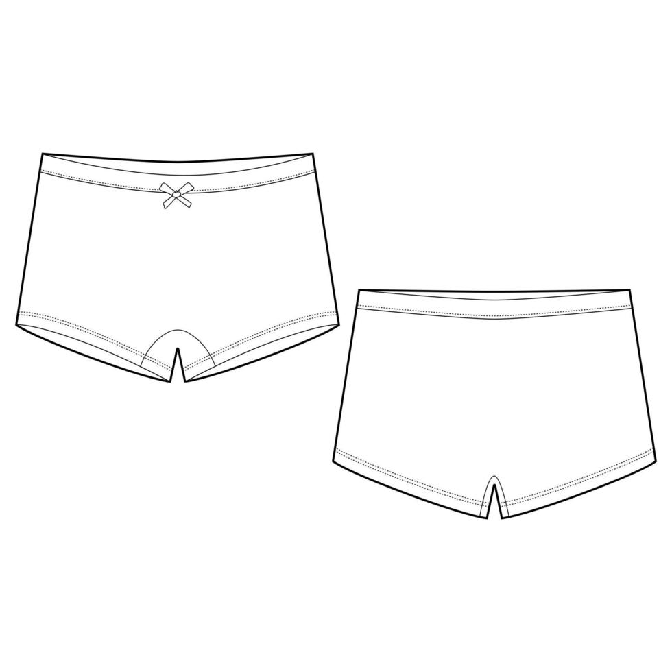 Kids mini short knickers underwear. Lady underpants. Female white knickers. vector