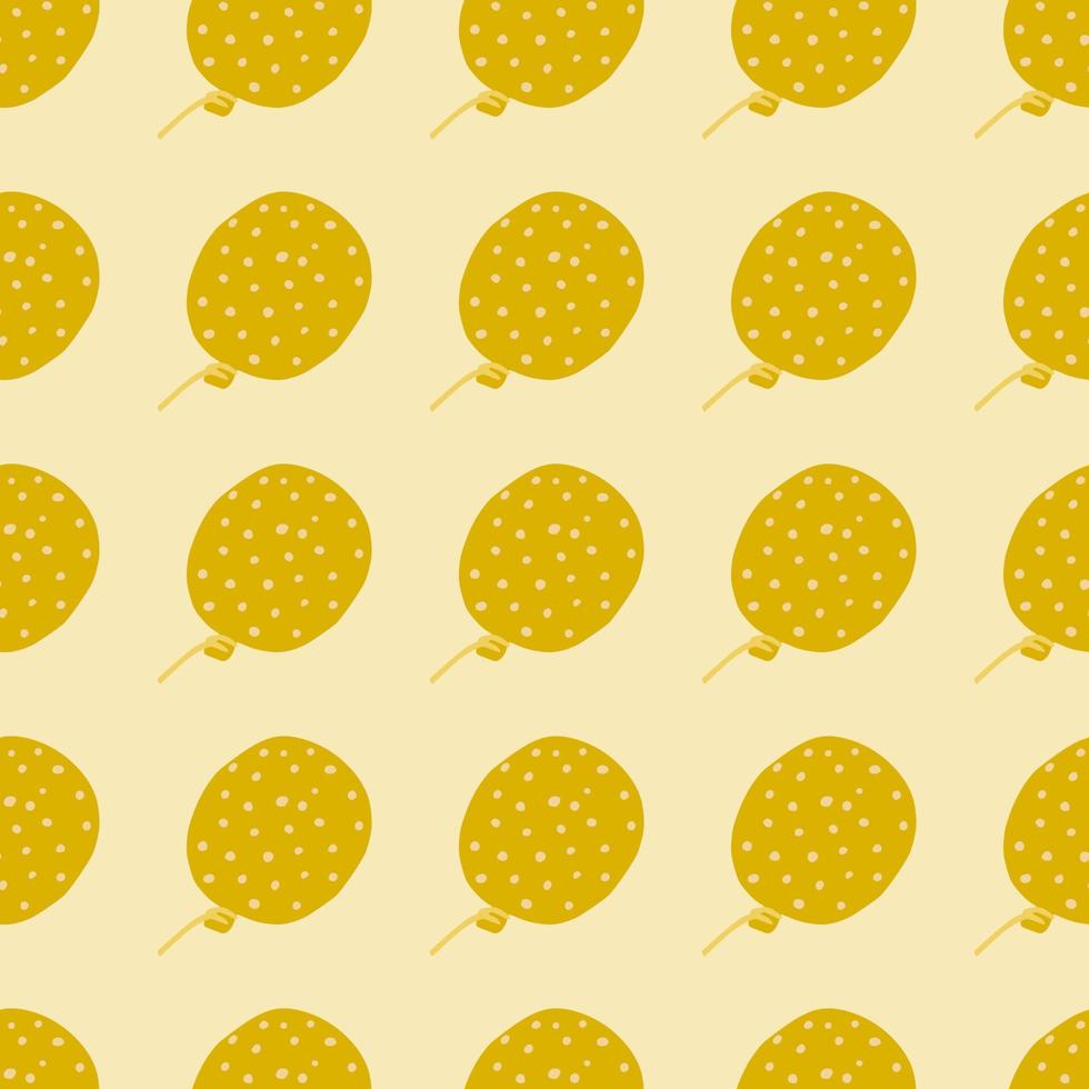 Simple balloons print seamless hand drawn pattern. Creative yellow dotted background on light background. vector
