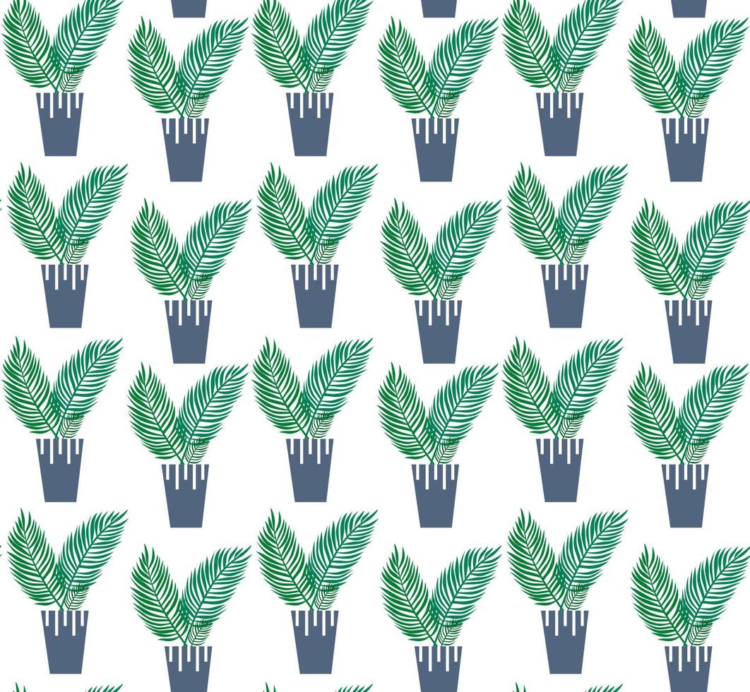 Exotic seamless pattern tropical houseplant in a flower pot. vector