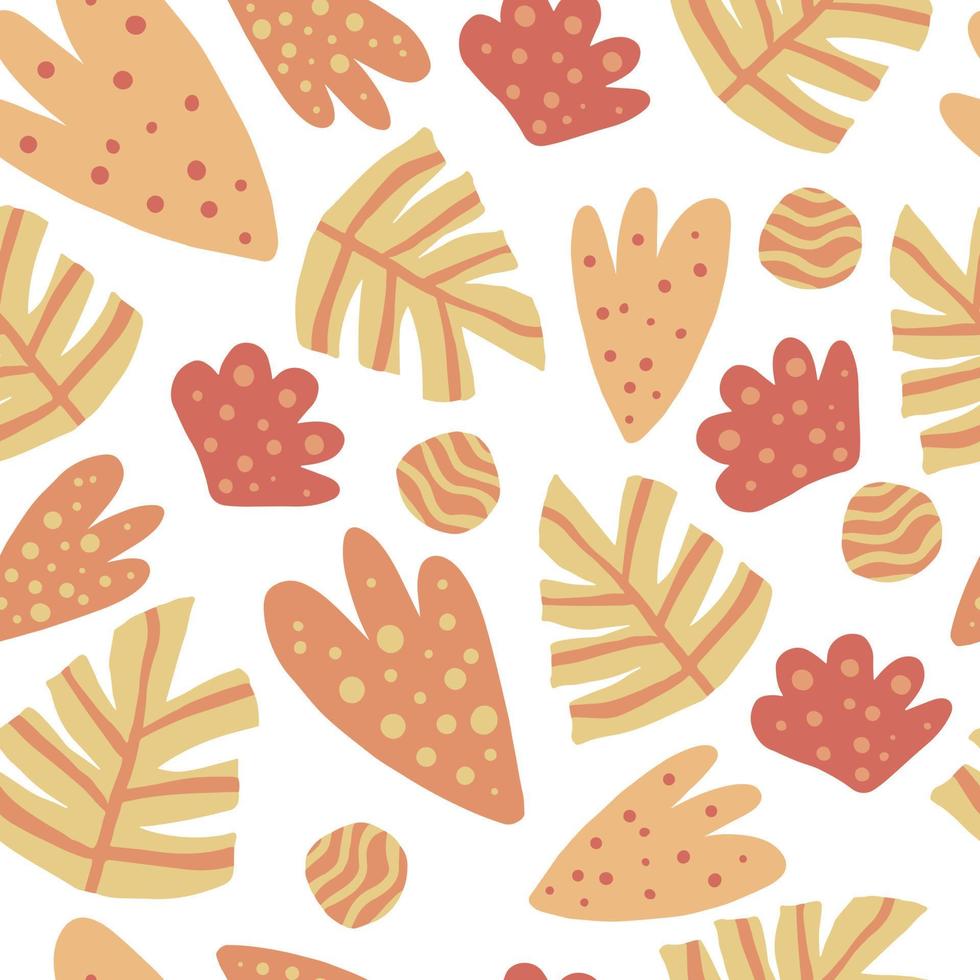 Modern abstract leaves seamless pattern. Hand draw floral wallpaper. vector