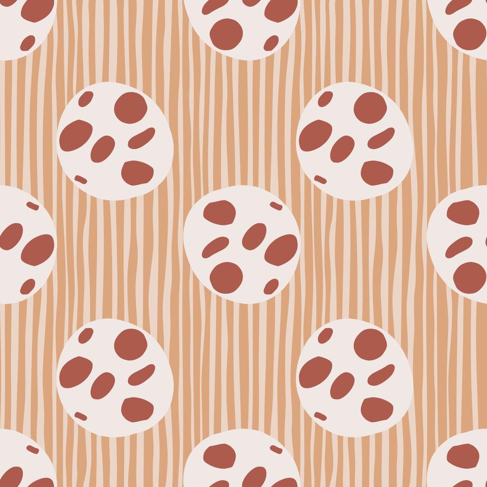 Tasty seamless doodle pattern with new year chocolate cookies. Orange stripped background. Delicious biscuit xmas treats. vector