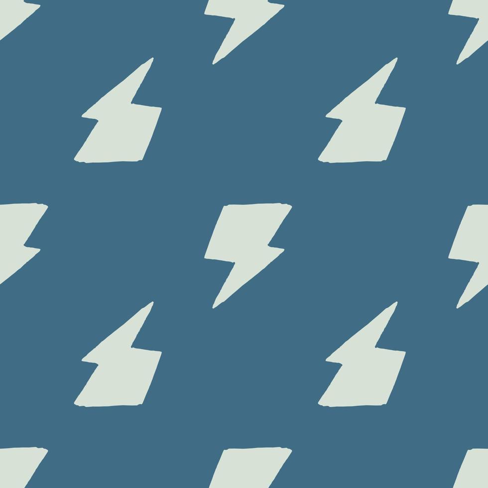 Geometric black thunder backdrop seamless pattern on blue background. Lightning bolts. Thunderbolt wallpaper. vector