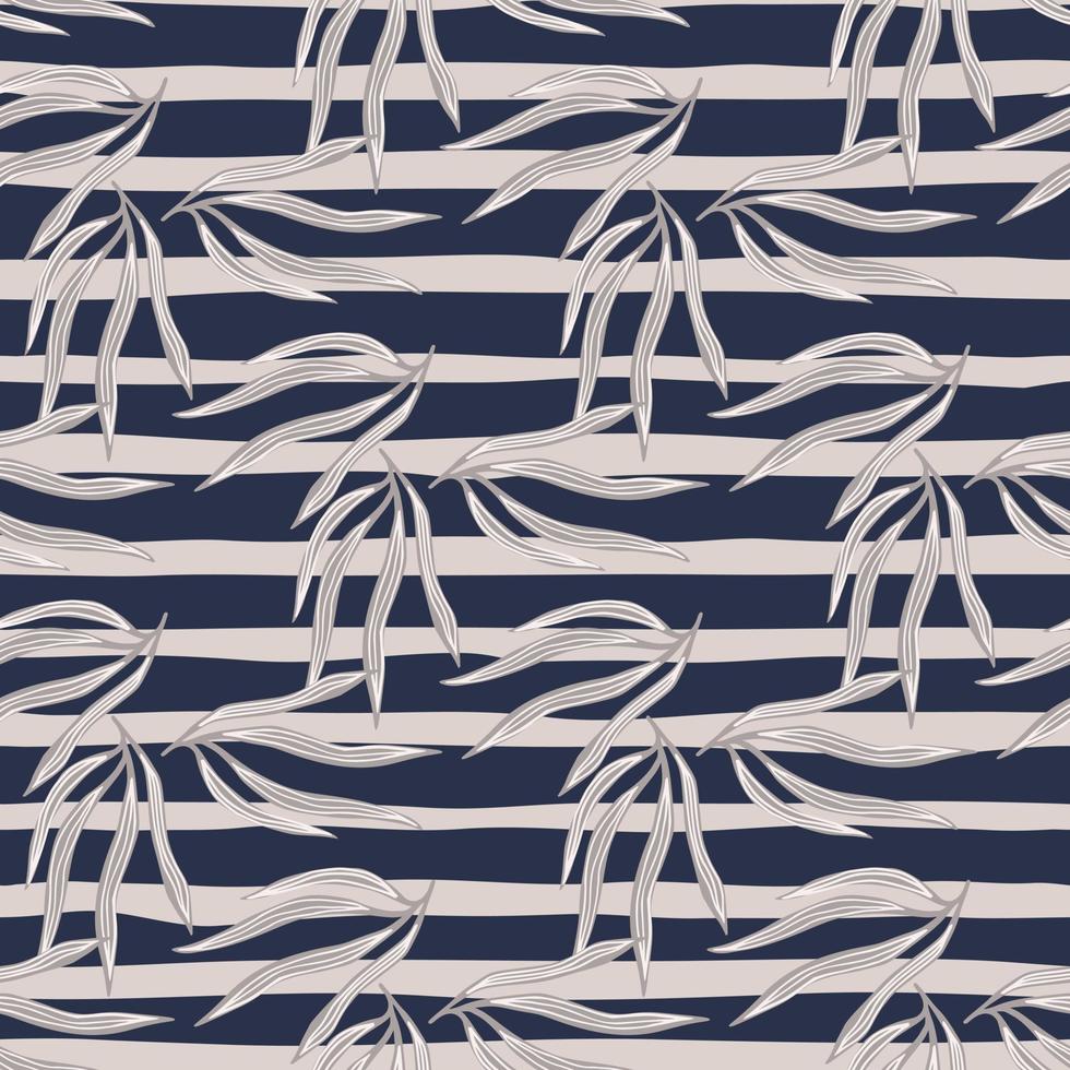 Vintage tropical leaves semless pattern. Tropic leaf on stripe background. vector