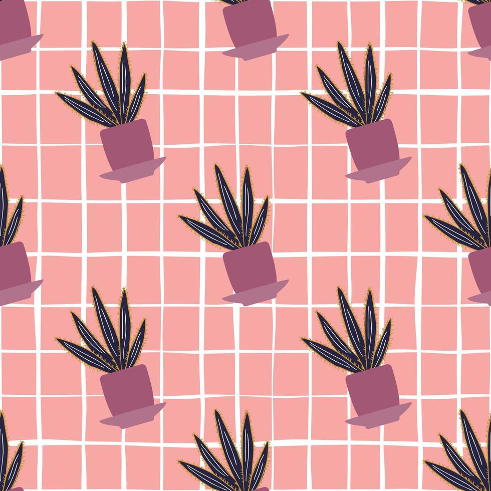 cactus de aloe en maceta de patrones sin fisuras sobre fondo de rayas  rosas. fondo de pantalla de cactus de plantas de interior. 5627747 Vector  en Vecteezy