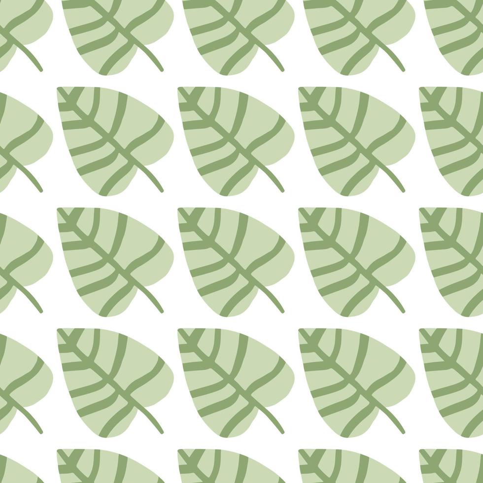Geometric leaves seamless pattern on white background. Simple botanical backdrop. Foliage wallpaper. vector