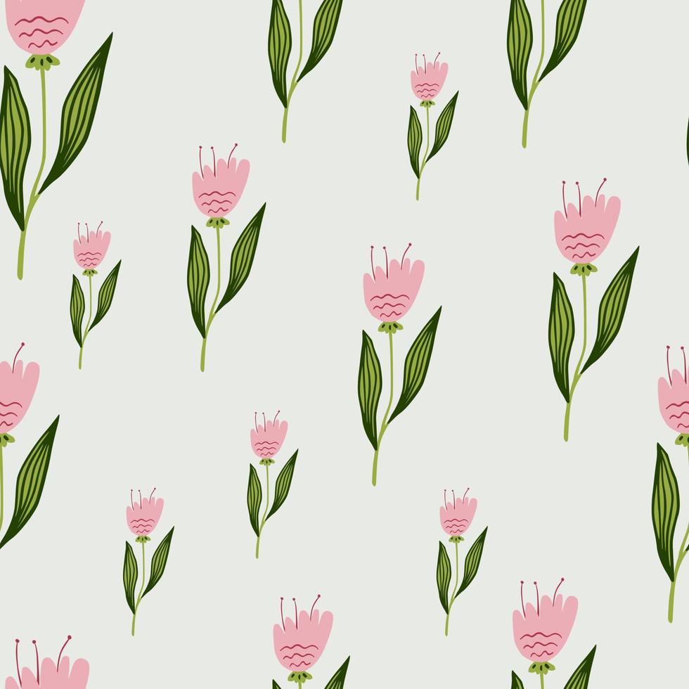 Random wildflower seamless pattern on white background. Elegant botanical design. vector