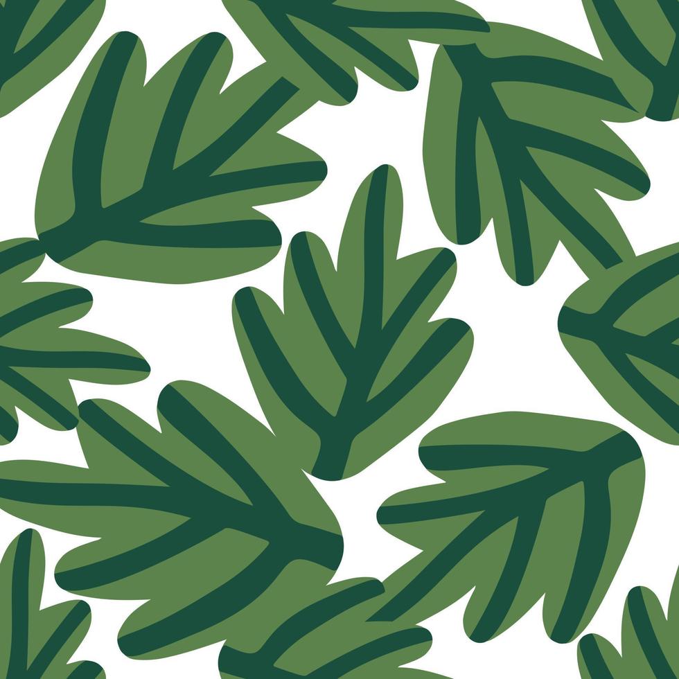 Hand drawn jungle leaves seamless pattern. Doodle exotic plant. vector