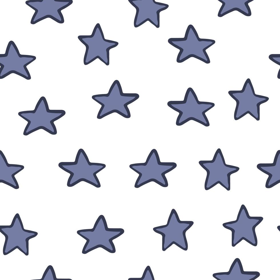 Hand drawn stars seamless pattern on white background. Chaotic elements. vector