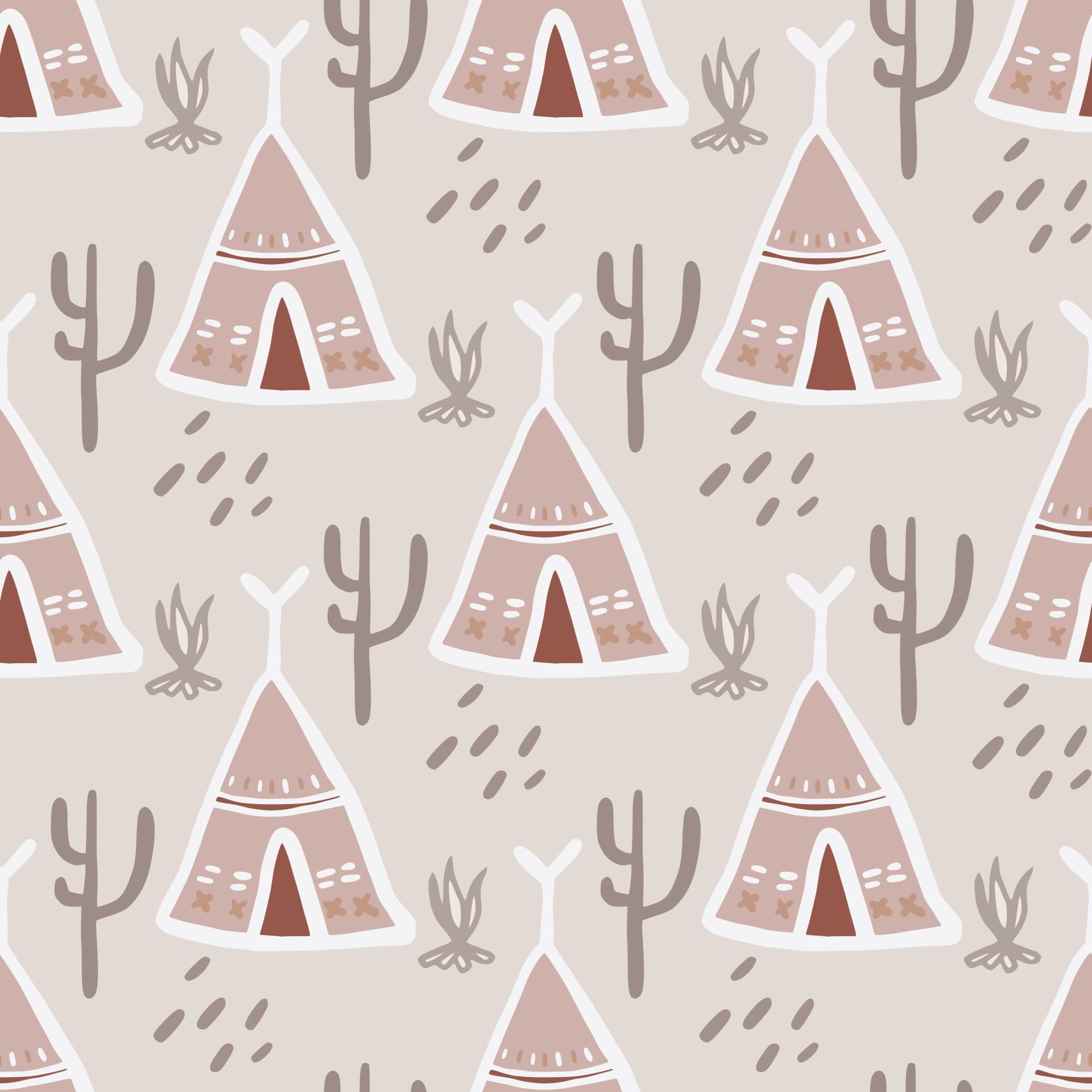 Cute teepee seamless pattern. Native style. Tribal wallpaper. 5628115