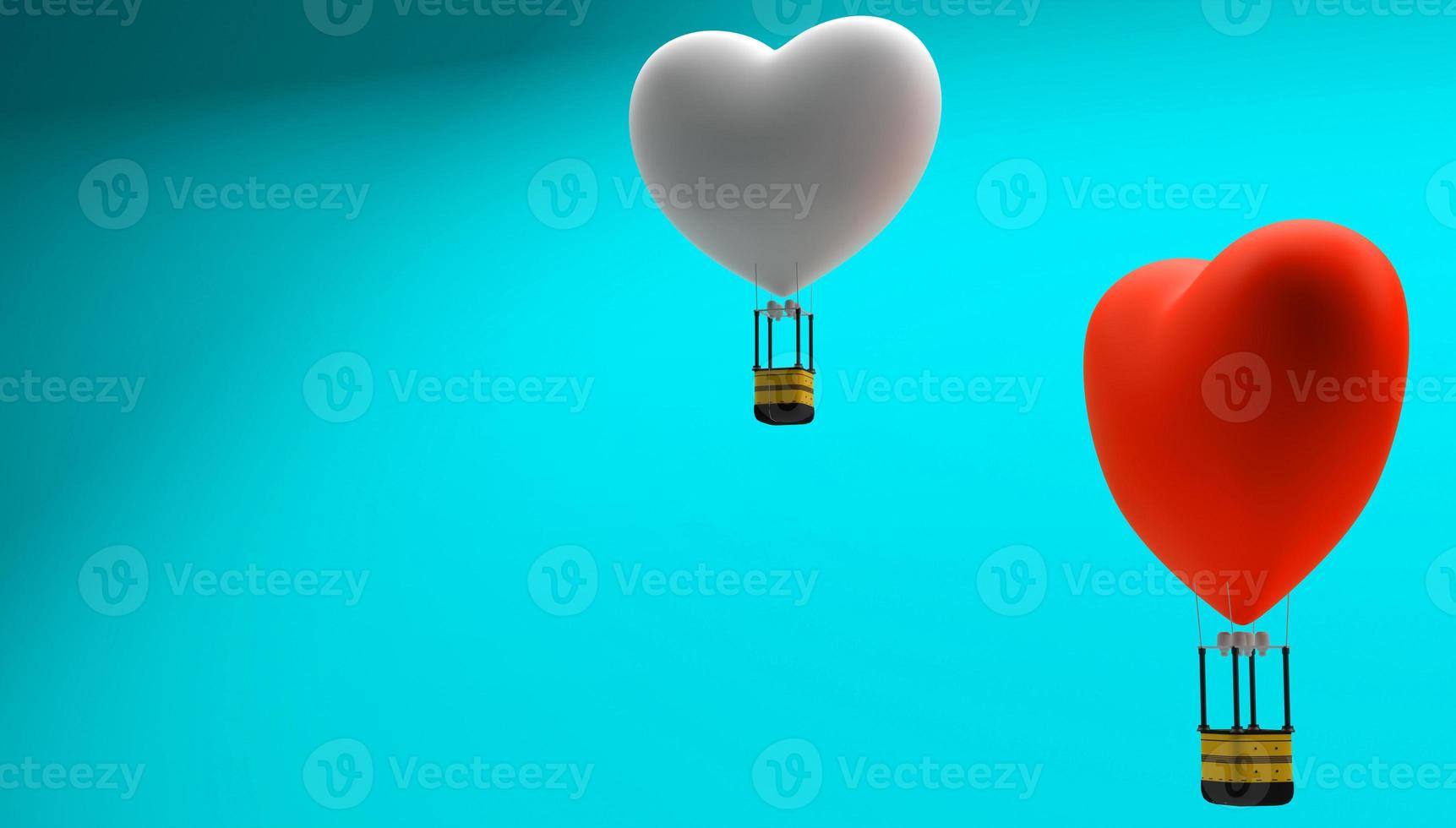 Valentines Day background, hearts air balloons. copy space. 3D image, 3D rendering photo