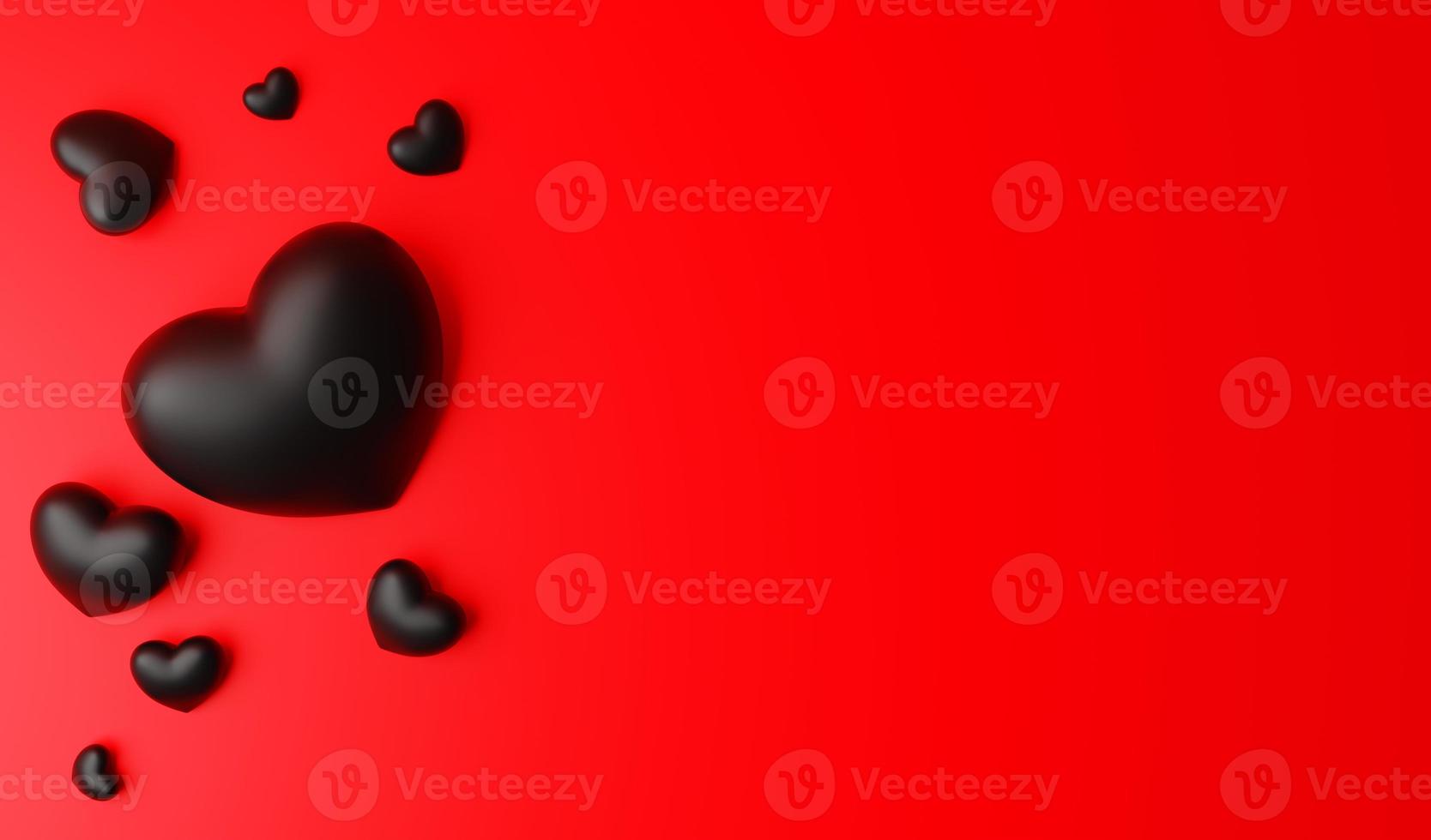 Valentines Day background, romantics wallpaper for love day. two harts. copy space. 3D image, 3D rendering photo