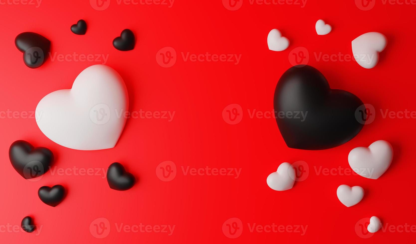 Valentines Day background, romantics wallpaper for love day. two harts. copy space. 3D image, 3D rendering photo