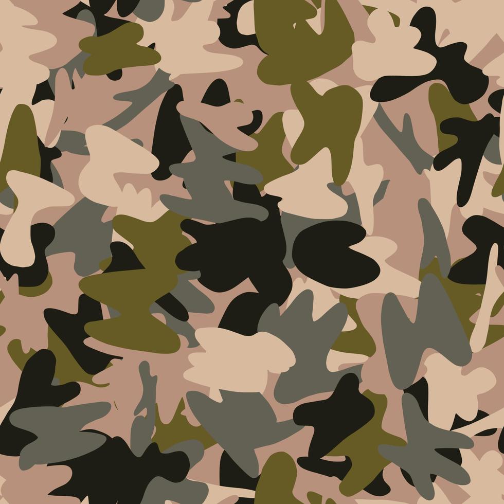 Khaki camo seamless pattern. Simple army print in bown, green and grey colors. Military print. vector