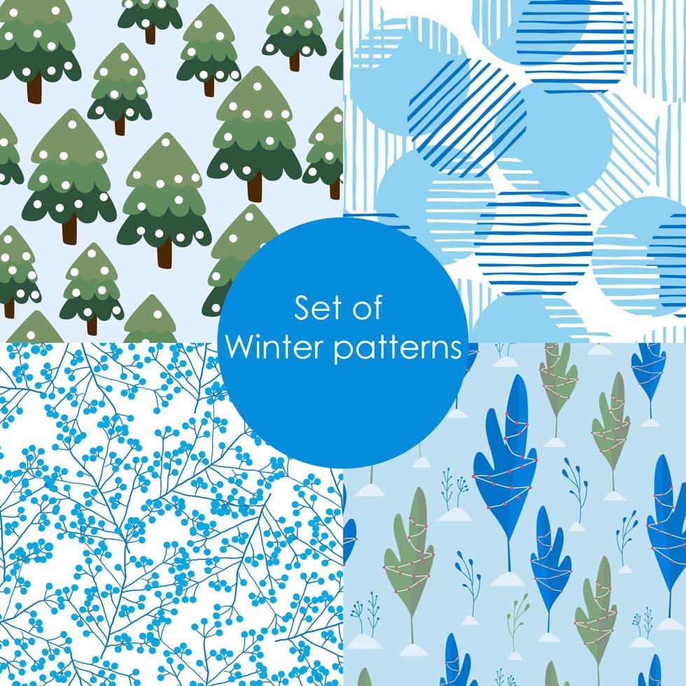 Set of winter patterns. Seamless Christmas pattern. vector