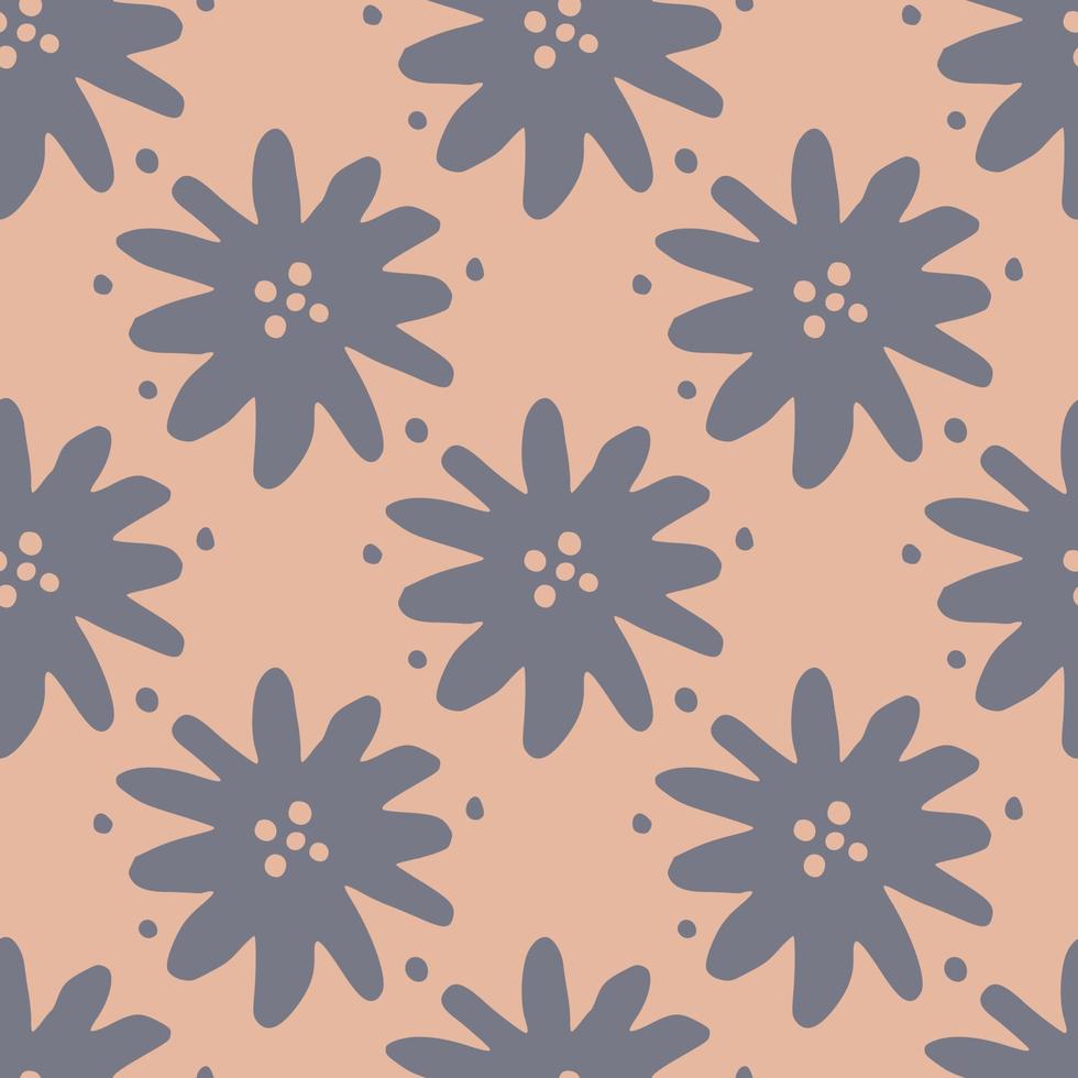 Geometric simple flower seamless pattern on ligh background. Cute chamomile endless wallpaper. Ditsy floral background. vector
