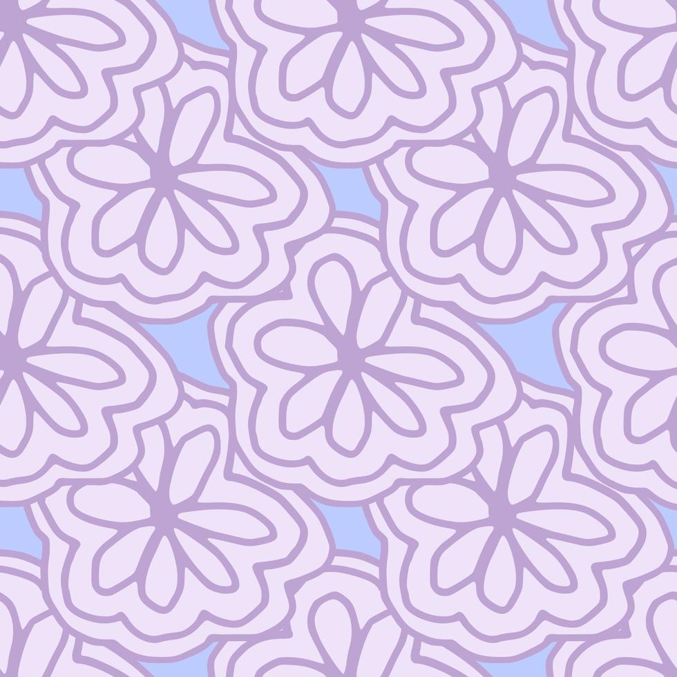 bonita línea arte doodle flor de patrones sin fisuras. papel tapiz romántico floral sin fin. vector