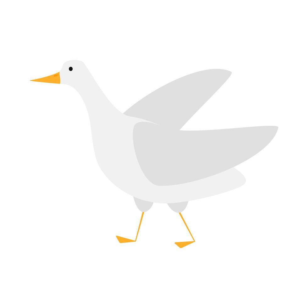 pájaro ganso aislado sobre fondo blanco. personaje de dibujos animados divertido.. vector