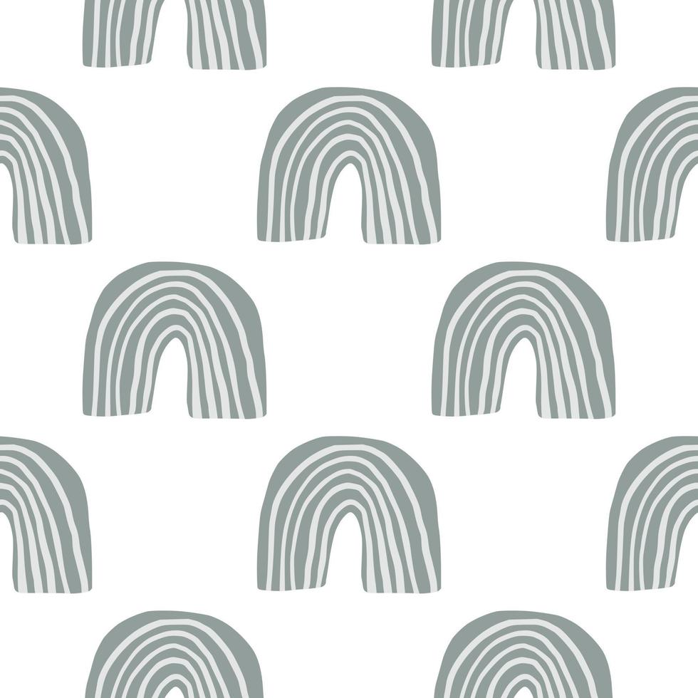 Isolated blue rainbows seamless pattern on white background. Scandinavian print. vector