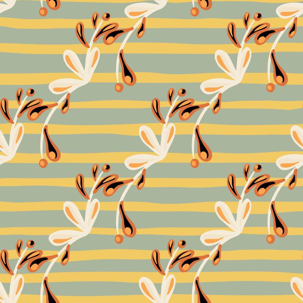 Abstract nature seamless pattern with branches ornament. Striped background. vector