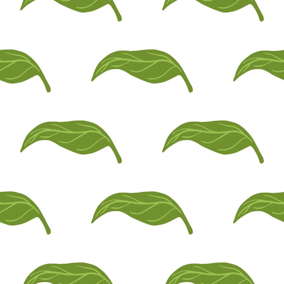 Isolated seamless pattern with green leaves tangerine ornament. Green hand drawn botany shapes. vector