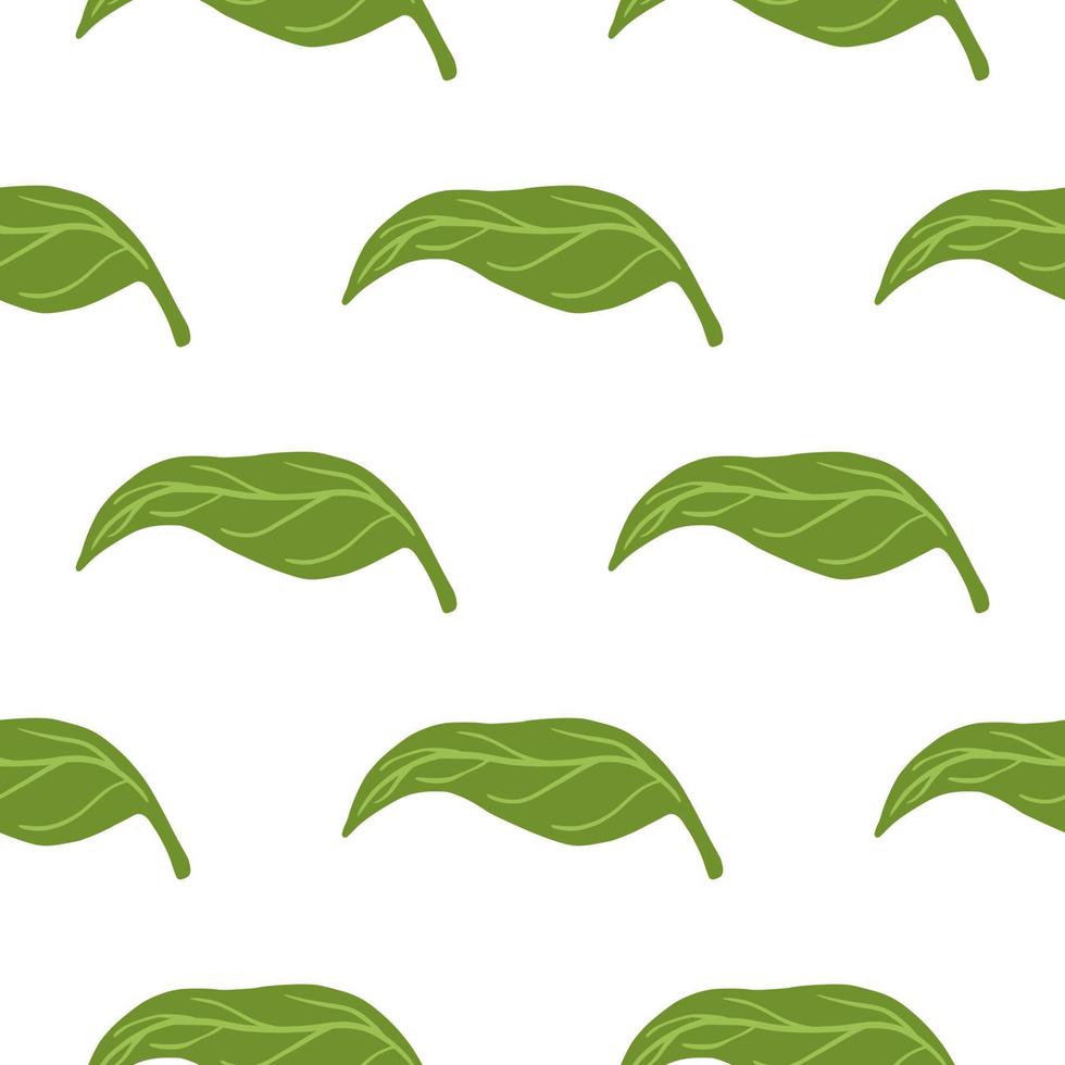 Isolated seamless pattern with green leaves tangerine ornament. Green hand drawn botany shapes. vector